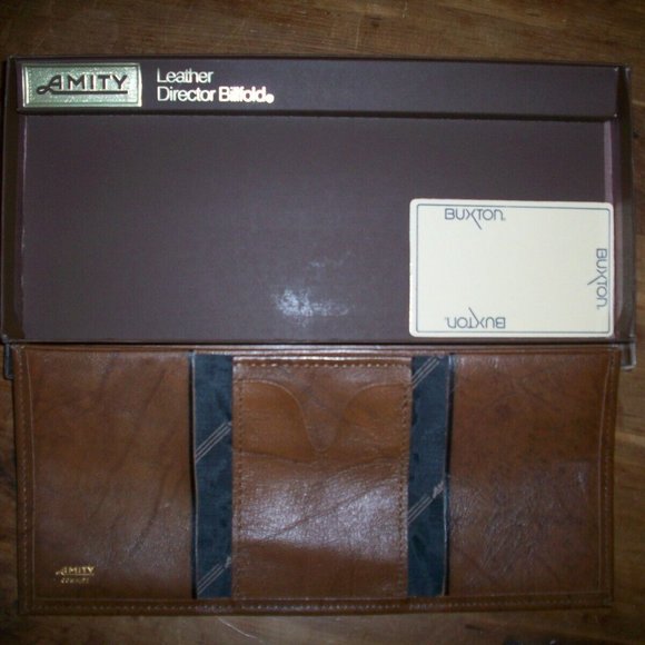 Vintage men’s Bi Fold Amity Brown Leather Body Billfold Never used New in box - Picture 1 of 6